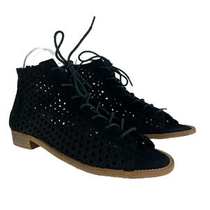 Musse And Cloud Sandals Women's Size 40 9.5 Cutout Aiden Peep Toe Suede Zip up